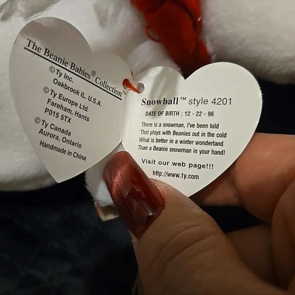 Ty Beanie Baby Snowball, 1996 With Case